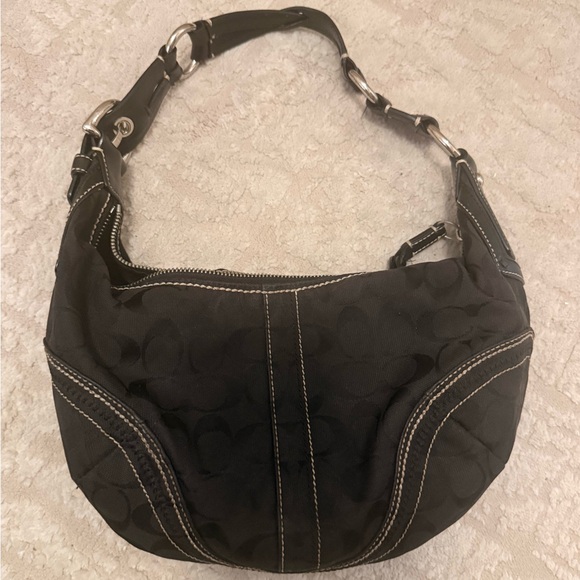 Coach Black Hobo Bag with Silver Accents - Picture 1 of 4